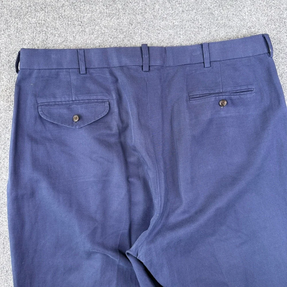 VTG Polo Golf Ralph Lauren Pants Mens 38x32 Blue Pleated Chino Cotton Silk Linen
